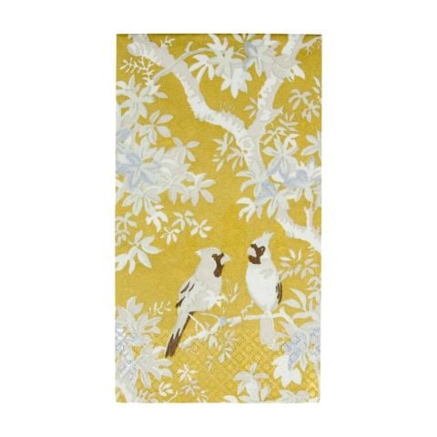 Scenic Songbirds Gold & Ivory Guest Towel Napkins 15 Per Package