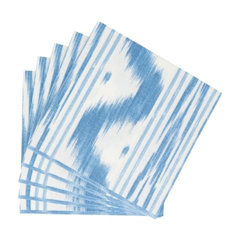 Toile De Nantes Blue Paper Linen Luncheon Napkins  15 Per Package