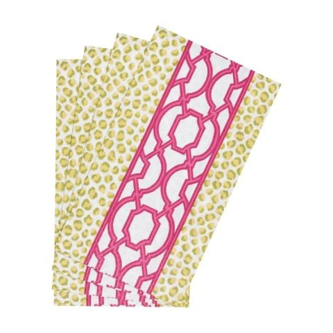 Knots And Spots Green & Fuchsia Guest Towel Napkins  15 Per Package
