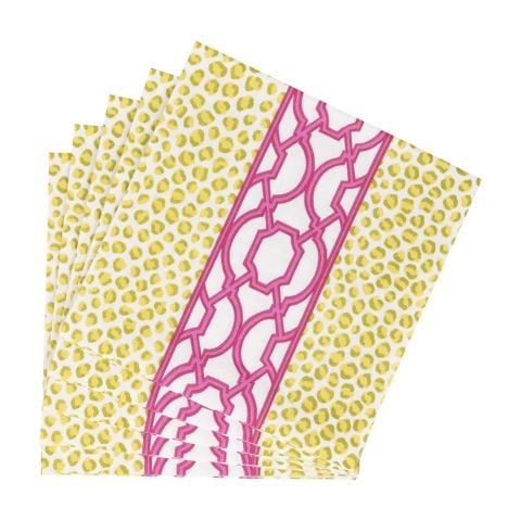 Knots And Spots Green & Fuchsia Luncheon Napkins  20 Per Package