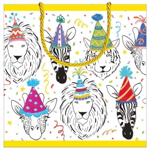 Safari Birthday Small Square Gift Bag - 1 Each