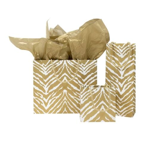 Go Wild Gold & White Large Gift Bag -  Each