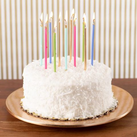 Slim Birthday Candles in Robin's Egg & Gold  16 Candles Per Package
