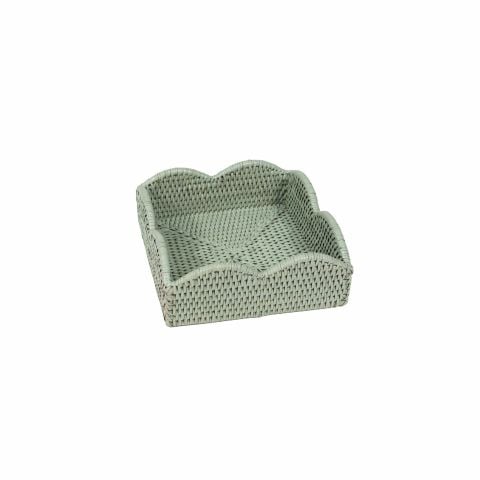 Rattan Scalloped Luncheon Napkin Holders in Green  1 Napkin Holder