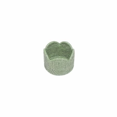 Rattan Scalloped Wine Coaster in Green  1 Coaster