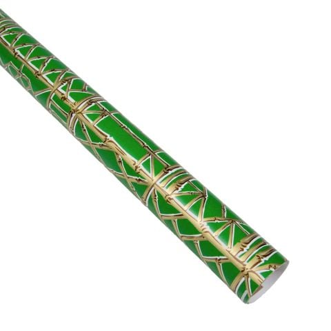Bamboo Screen Green & Gold Gift Wrap  One 30'' X 8' Roll