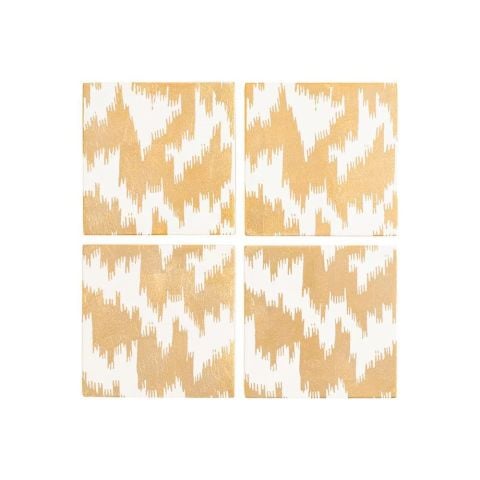 Modern Moiré Square Lacquer Coaster in Holder  Set of 4