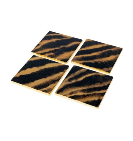 Go Wild Set Of 4 Lacquer Coasters - 4'' Diameter