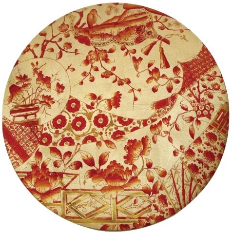 Gilded Porcelain Coral & Gold Placemats  1 Each