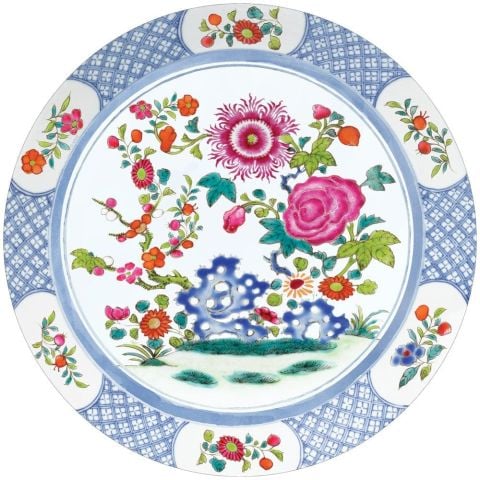 Chinese Floral Porcelain Die-Cut Placemat  4 Per Package
