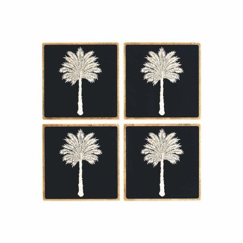 Tortoiseshell Set Of 4 Lacquer Coasters  4'' Diameter