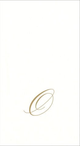 White Pearl & Gold Paper Linen Single Initial Boxed Guest Towel Napkins - 24 Per Package
