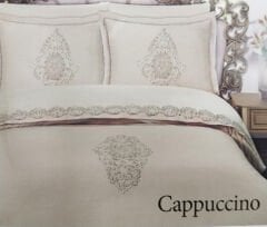 MissBella Bianca Nevresim Çift kişilik Dantelli Nevresim Takımı %100 Pamuk Cappuccino