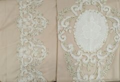 MissBella Bianca Nevresim Çift kişilik Dantelli Nevresim Takımı %100 Pamuk Cappuccino