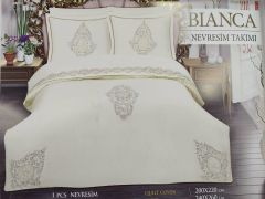 MissBella Bianca Nevresim Çift kişilik Dantelli Nevresim Takımı %100 Pamuk Mint Yeşili