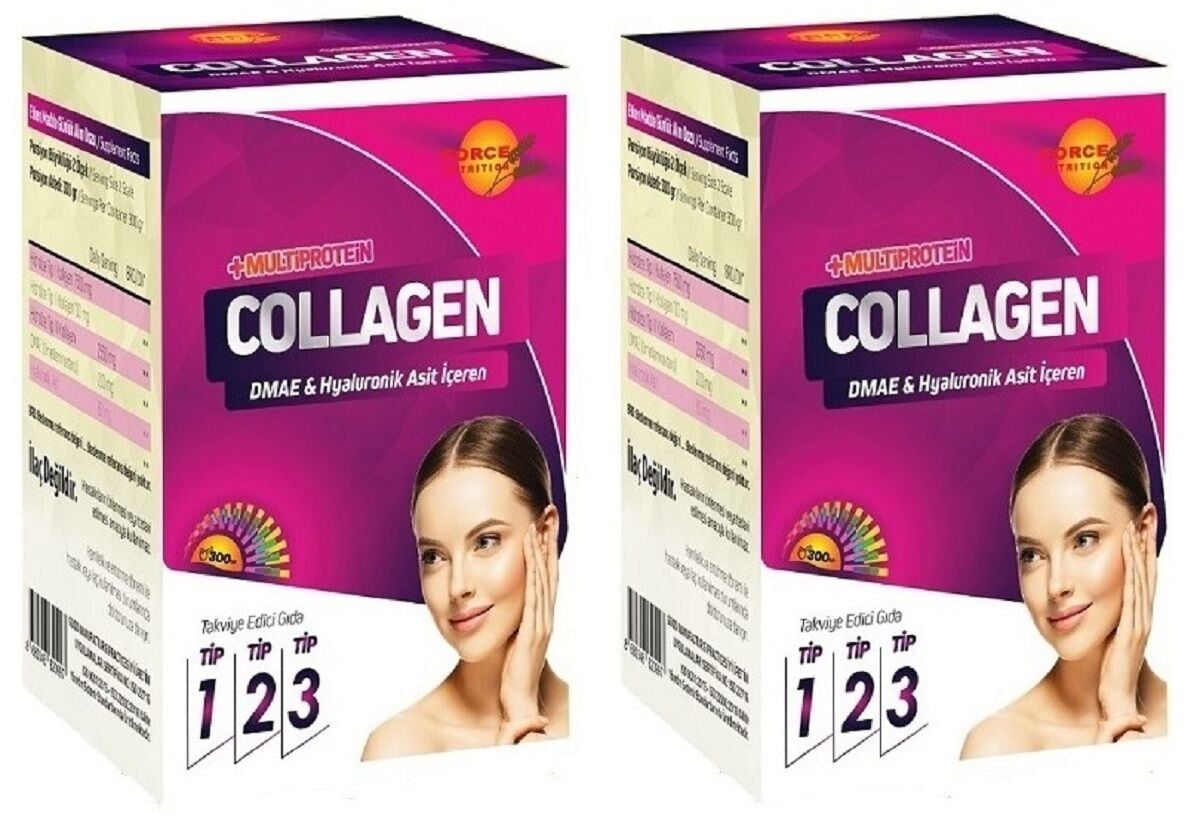 Collagen Powder Tip 1, 2, 3 - DMAE+Hya 300 Gr. | 2 Adet