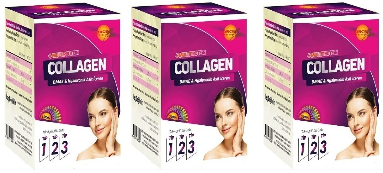 Collagen Powder Tip 1, 2, 3 - DMAE+Hya 300 Gr. | 3 Adet