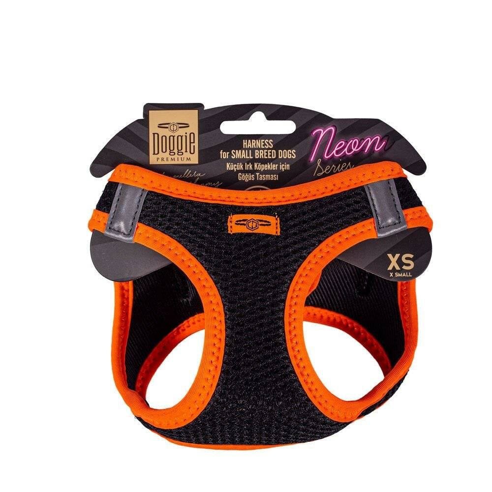 Doggie Havalı Dokuma Neon Küçük Irk Göğüs Tasması Turuncu Xs-30-34 Cm