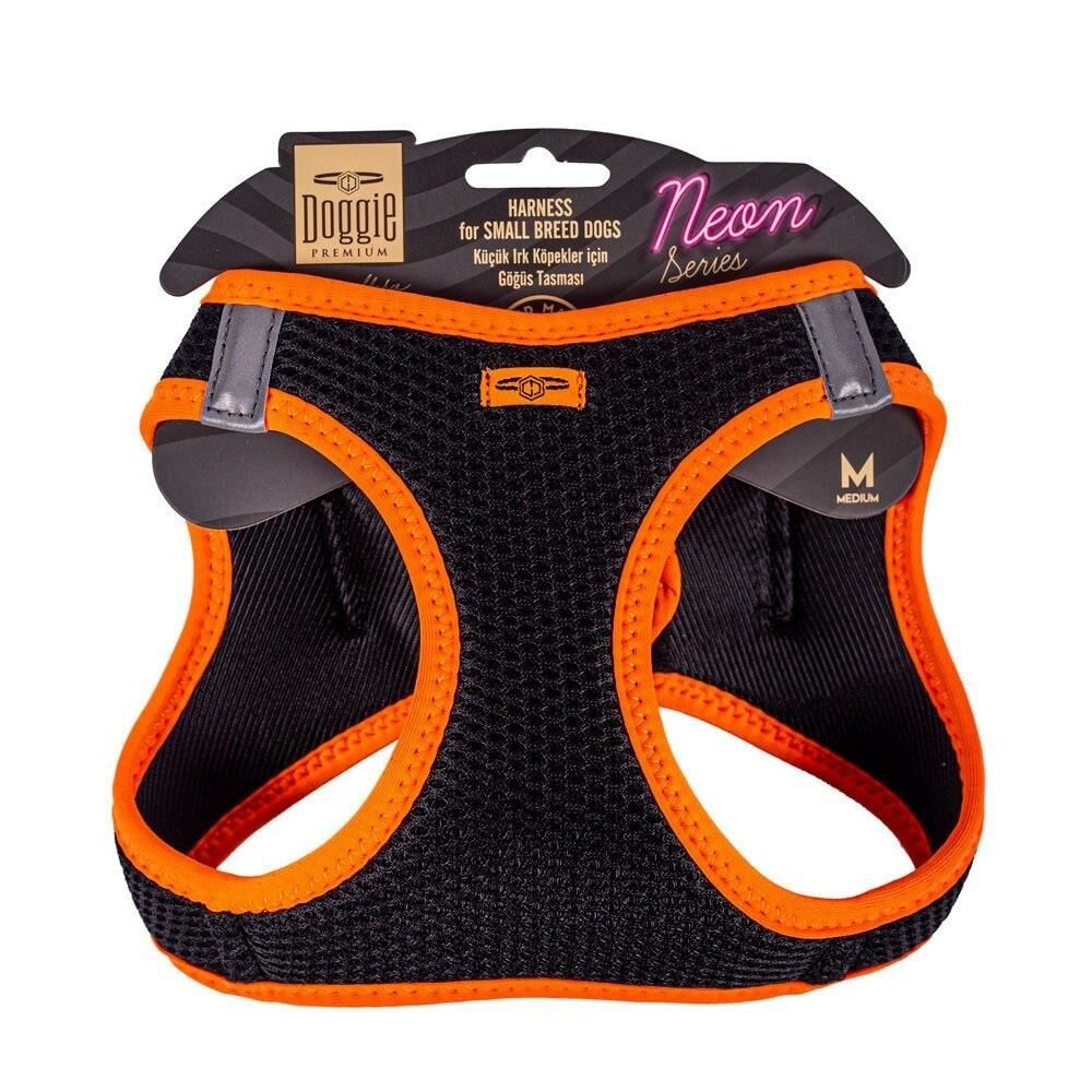 Doggie Havalı Dokuma Neon Küçük Irk Göğüs Tasması Turuncu M-38-44 Cm