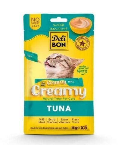 Delibon Creamy Ton Balıklı Sıvı Kedi Ödül Maması 15 gr 5li