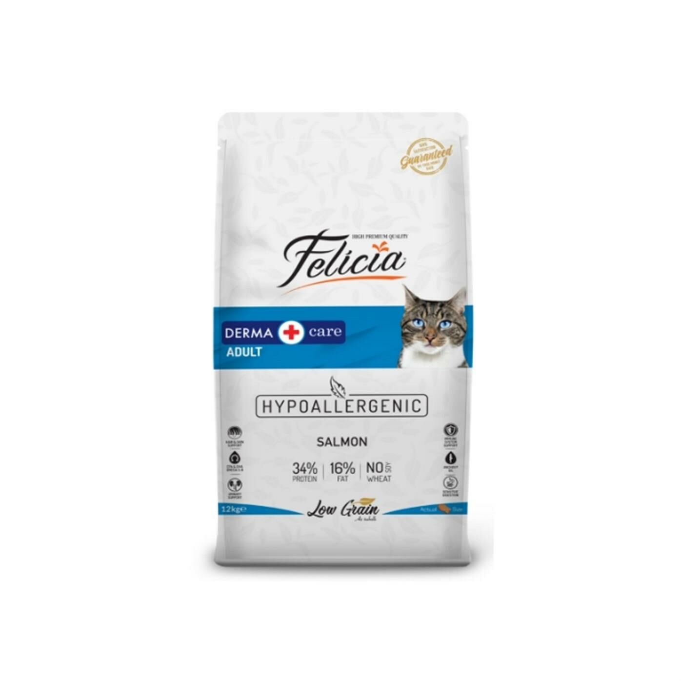 Felicia Hypo-Allergenic Somonlu Düşük Tahıllı  Yetişkin Kedi Kuru Maması 12 Kg