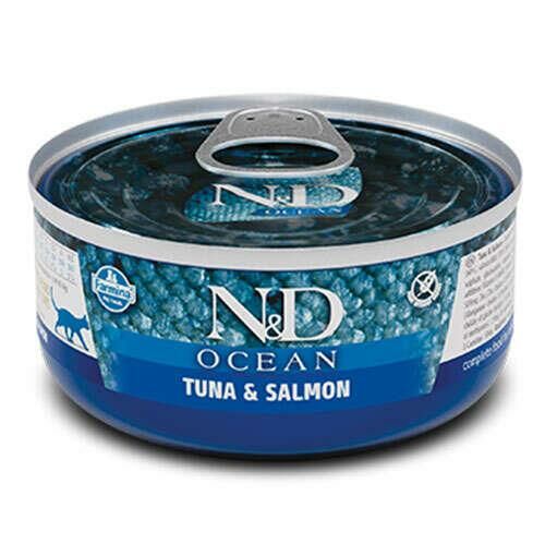 N&D Ocean Ton Balıklı Somonlu Tahılsız Yetişkin  Kedi Konservesi 70 Gr