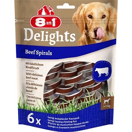 8in1 Smart Delights Beef Spirals Biftekli Burgu Köpek Ödülü 6 lı