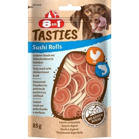 8in1 Tasties Sushi Rolls Tavuklu Balıklı Sushi Köpek Ödülü 85 gr