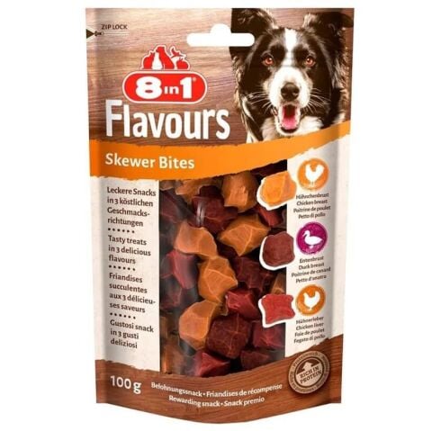 8in1 Flavours Skewer Bites Kuşbaşı Dilimli Çiğneme Köpek Ödülü 100gr