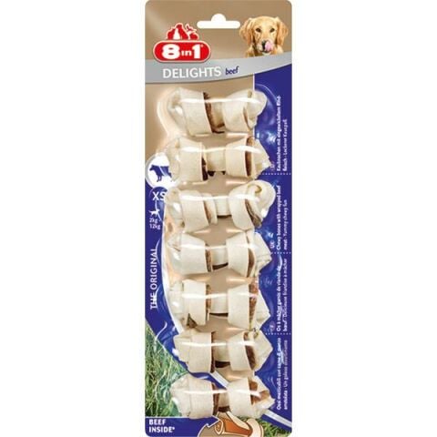 8in1 Delights Bones Ağız Bakımı için Düğümlü Sığır Köpek Kemiği (7li) [XS] 84gr