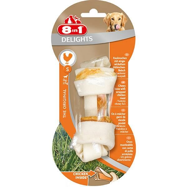 8in1 Delights Bones Tavuklu Düğmlü Tartar Önleyici Köpek Ağız Bakım Kemiği 35gr 10cm [S]