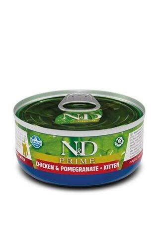 N&D Prime Tavuklu ve Narlı Tahılsız Yavru  Kedi Konservesi 70 Gr