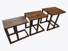 Riva 3'Lü C Zigon Sehpa-Ceviz Kaplamalı-Tamamı Ahşap