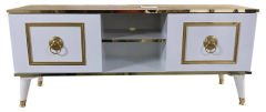 140 Cm Cnc Kesim Eko Tv Sehpası & Ünitesi-Beyaza Gold