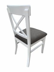 Çapraz X Döşemeli Tamamı Ahşap Sandalye Lake Beyaz Boyalı