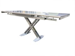 Ortadan X Ayaklı Yanlardan Açılır Glossmax Beyaz Masa