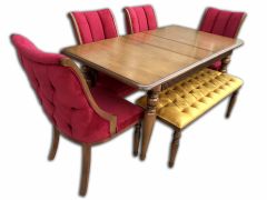 Safir Ahşap Masa Sandalye Takımı Bench'Li