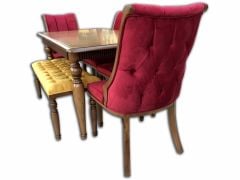 Safir Ahşap Masa Sandalye Takımı Bench'Li