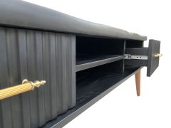 150 Cm Kütük Tv Sehpası&Ünitesi Komple Ceviz Kaplamalı Mdf,Ahşap