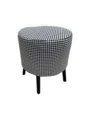 Yuvarlak Modern Ağaç Iskeletli 41 Cm Puf(Bench) Keten Kaz Tüyü Desenli