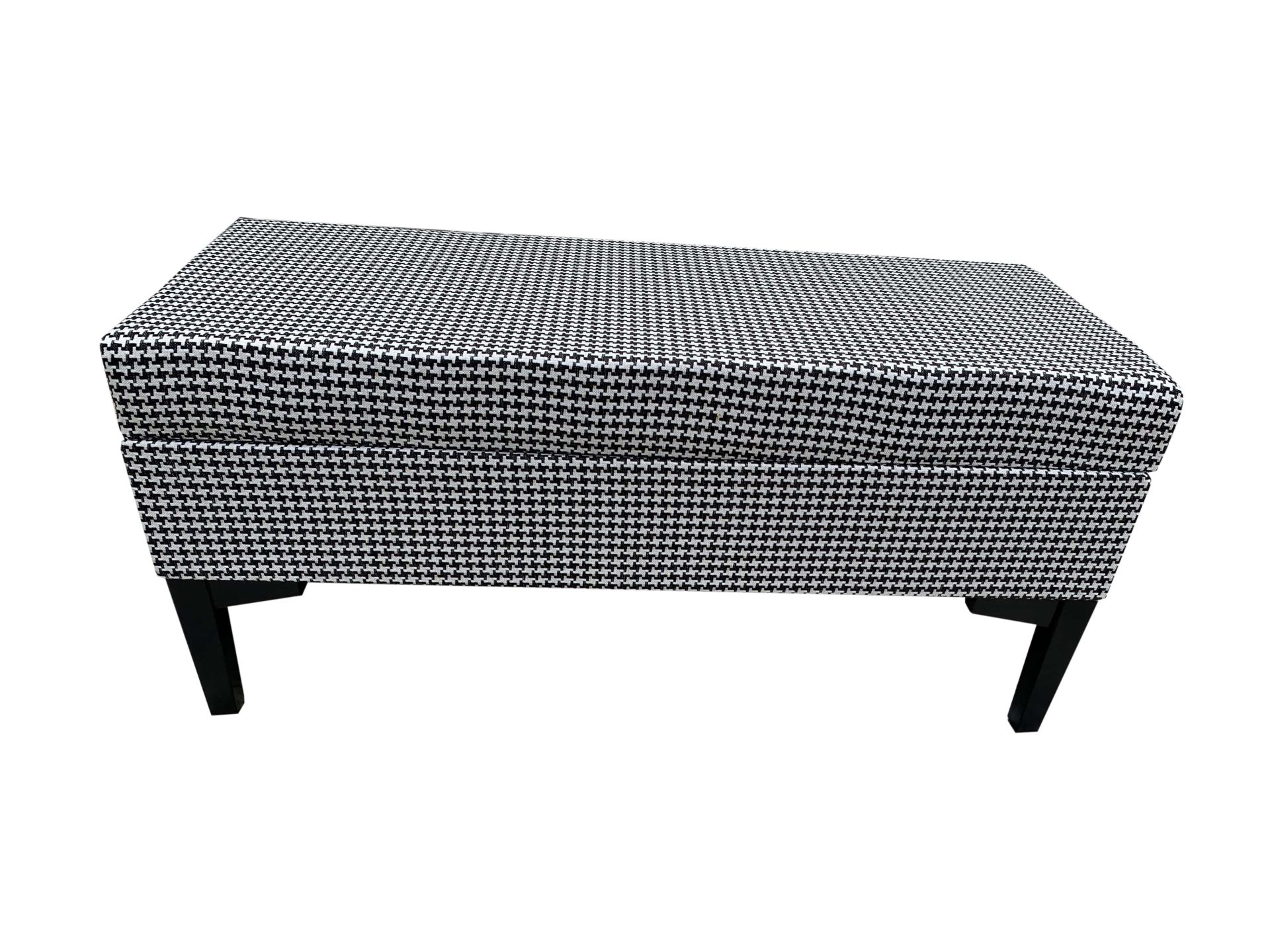 Modern Ağaç Iskeletli 40X100 Cm Puf(Bench) Keten Kaz Tüyü Desenli