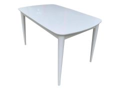Retro Konik Oval Köşeli Masa 80x120 Açılır Kapanır  Lake Beyaz Tamamı Ahşap