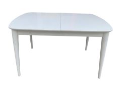 Retro Konik Oval Köşeli Masa 80x120 Açılır Kapanır  Lake Beyaz Tamamı Ahşap