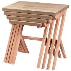 Çapraz X 4'Lü Ceviz Kaplamalı Zigon Sehpa