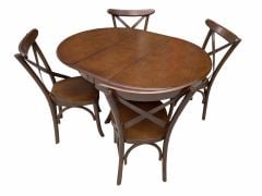 Thonet (İskandinav) Sandalye & Yuvarlak Masa Takımı Ceviz Renkte