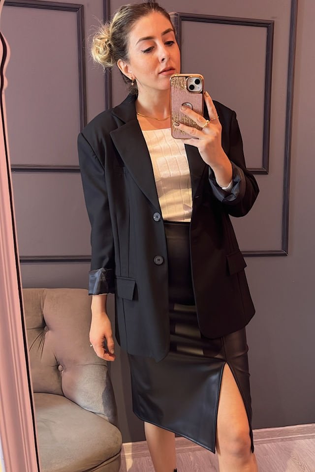 Oversize Blazer Ceket-Siyah