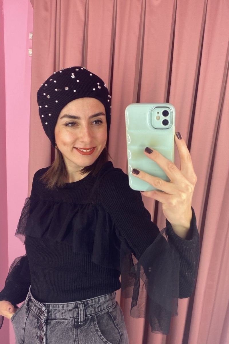 Taşlı Bere Siyah