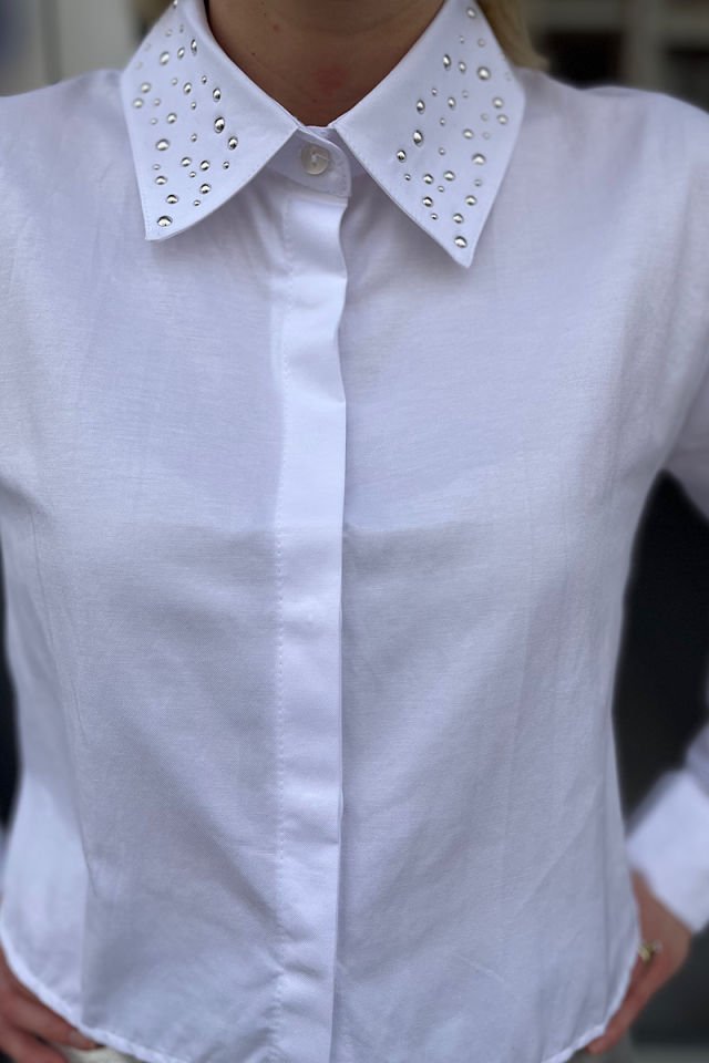 Yakası Troklu Crop Gömlek