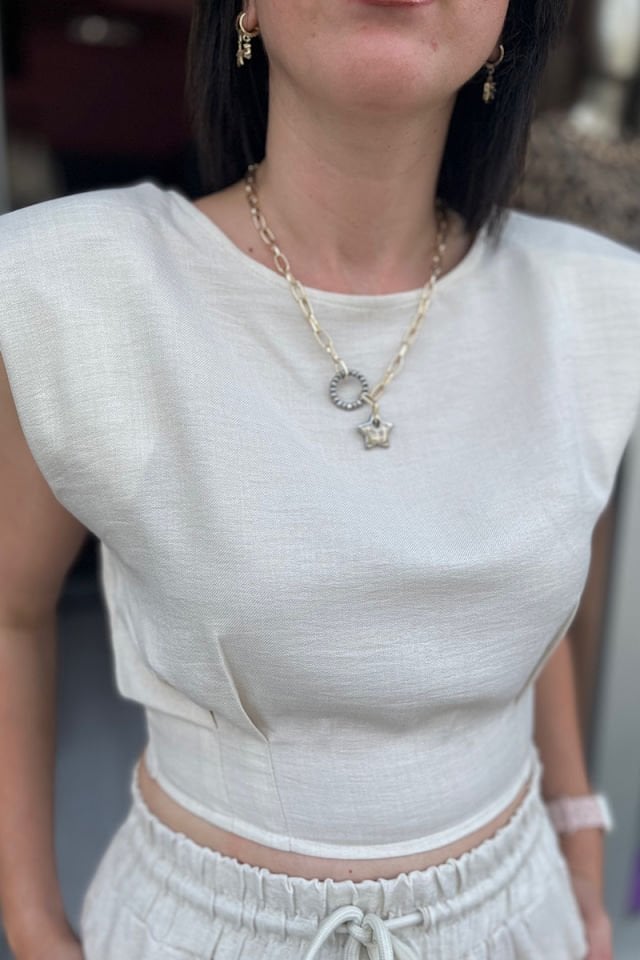 Vatkalı Crop Bluz-Taş