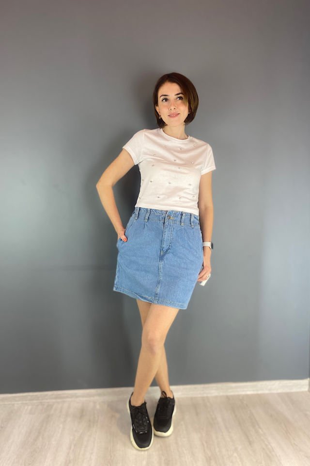 Taşlı Tişört Beyaz